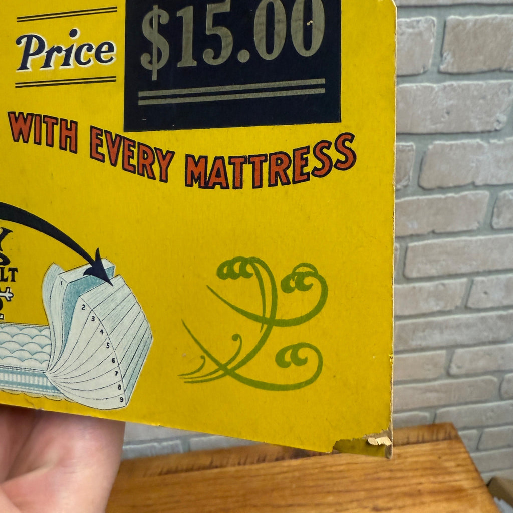 Vintage 1920s Art Nouveau Fairy Mattress US Bedding Co. Advertising Sign