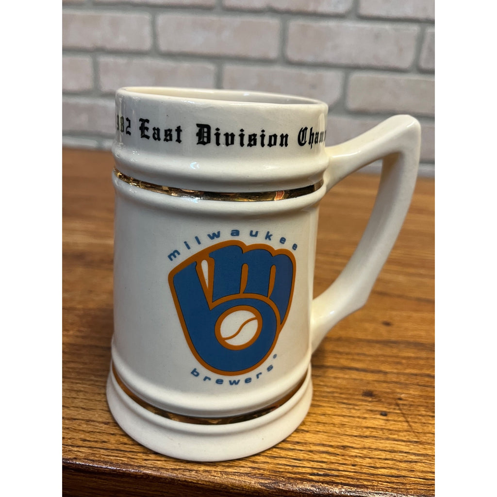 Vintage Ceramic Stein or Mug 1982 East Division Champions Milwaukee Brewers Glove and Ball Logo Yount Molitor