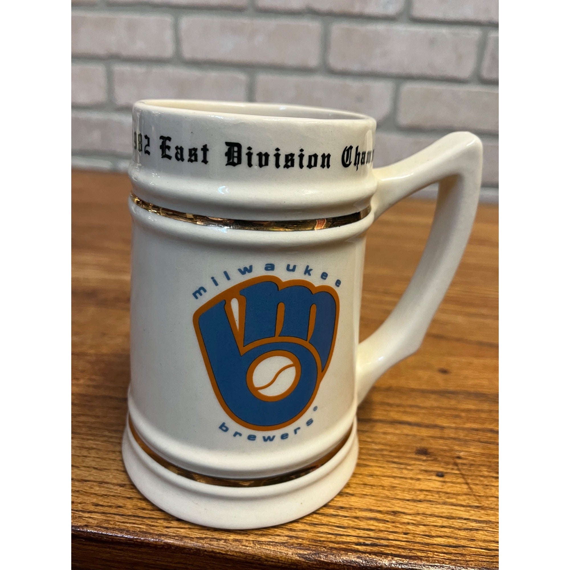 Vintage Ceramic Stein or Mug 1982 East Division Champions Milwaukee Brewers Glove and Ball Logo Yount Molitor