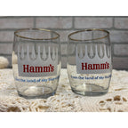 Vintage Hamm's Beer 3.25" Barrel Rim Tester Taster Sample Glasses Lot (2)