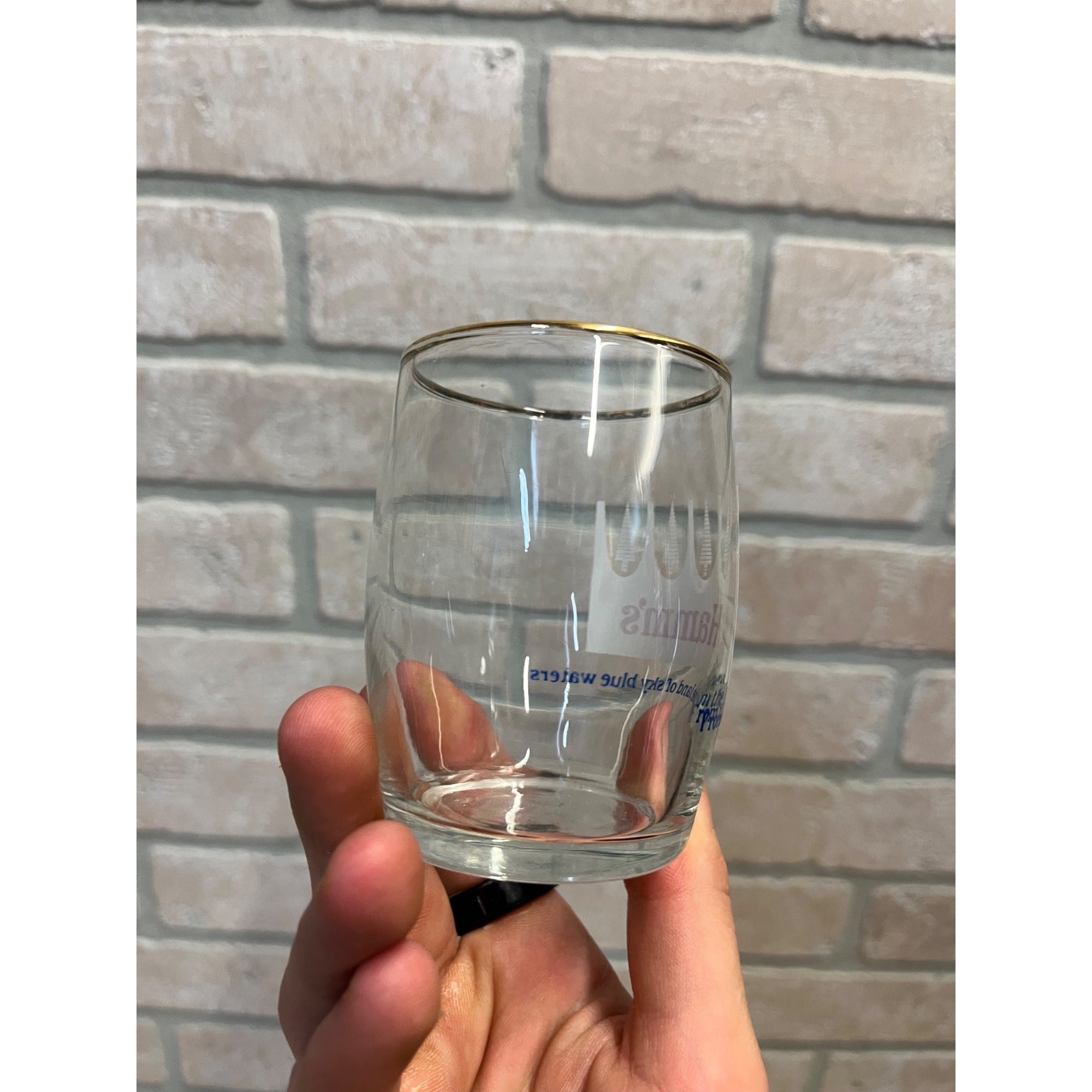 Vintage Hamm's Beer 3.25" Barrel Rim Tester Taster Sample Glasses Lot (2)