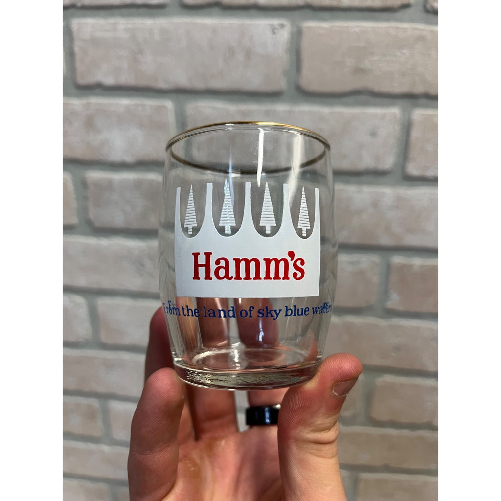 Vintage Hamm's Beer 3.25" Barrel Rim Tester Taster Sample Glasses Lot (2)