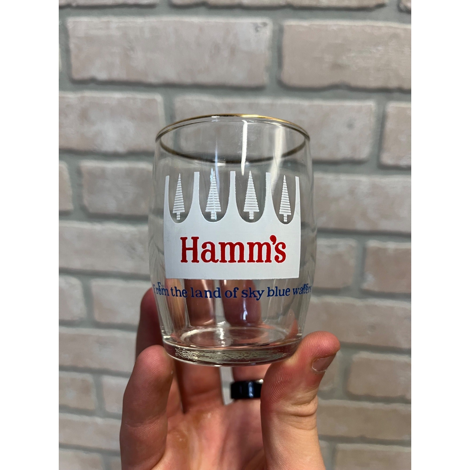 Vintage Hamm's Beer 3.25" Barrel Rim Tester Taster Sample Glasses Lot (2)
