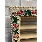 Antique 1900s Victorian Christmas Holly Shadow Wooden Wall Shelf