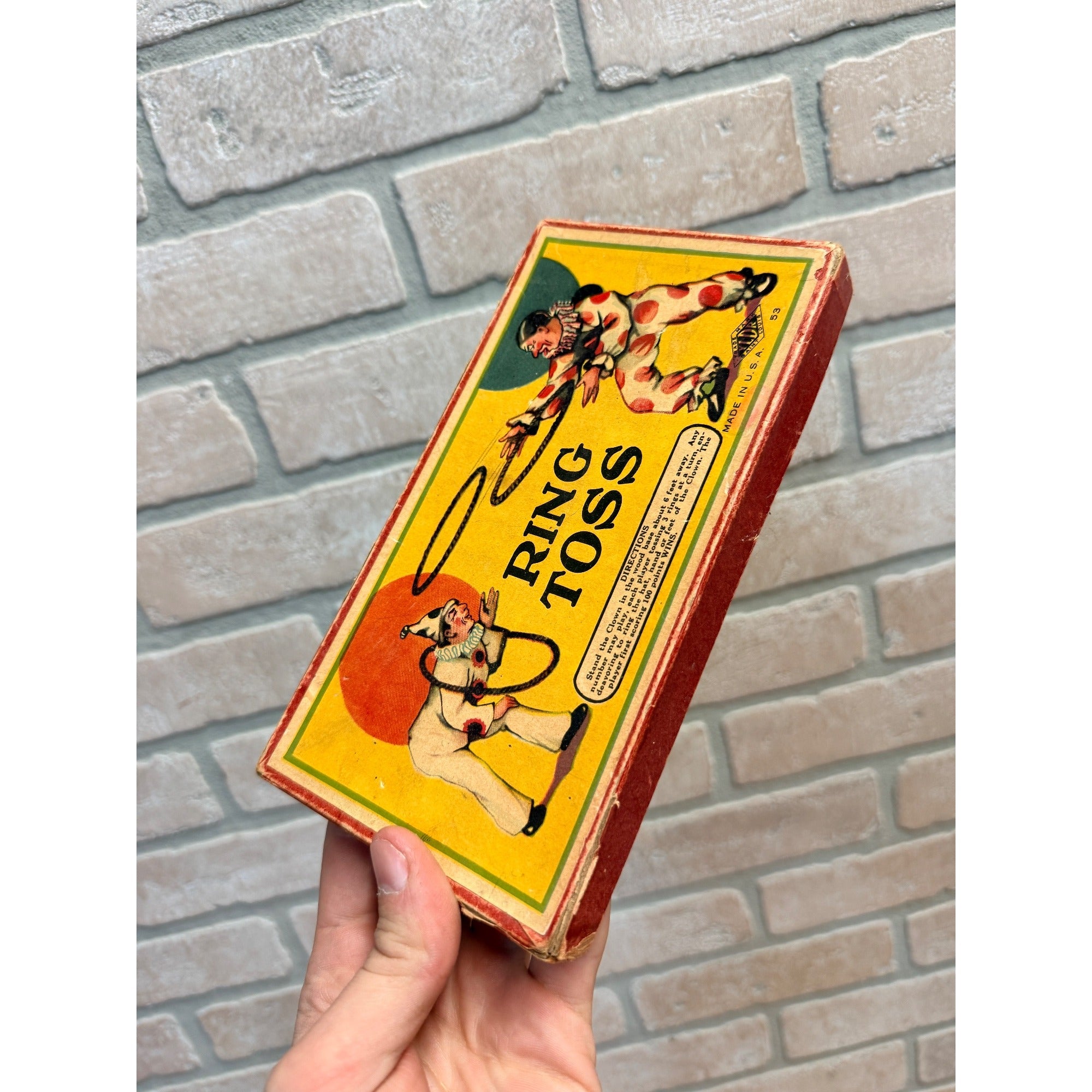 Vintage  YLDR Saint Louis Clown Ring Toss Game W/Original Box Early Toy