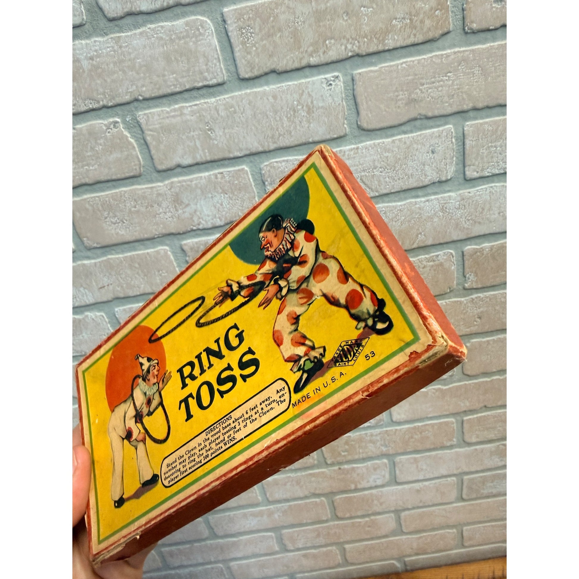 Vintage  YLDR Saint Louis Clown Ring Toss Game W/Original Box Early Toy