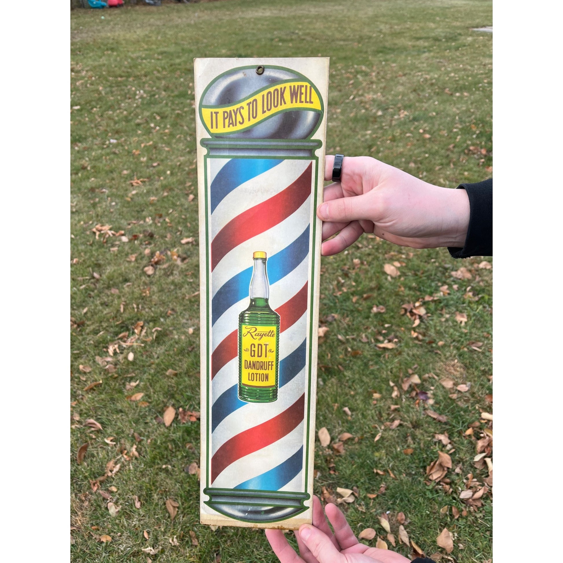 Vintage Rayette GDT Dandruff Lotion Advertising Barber Shop Cardstock