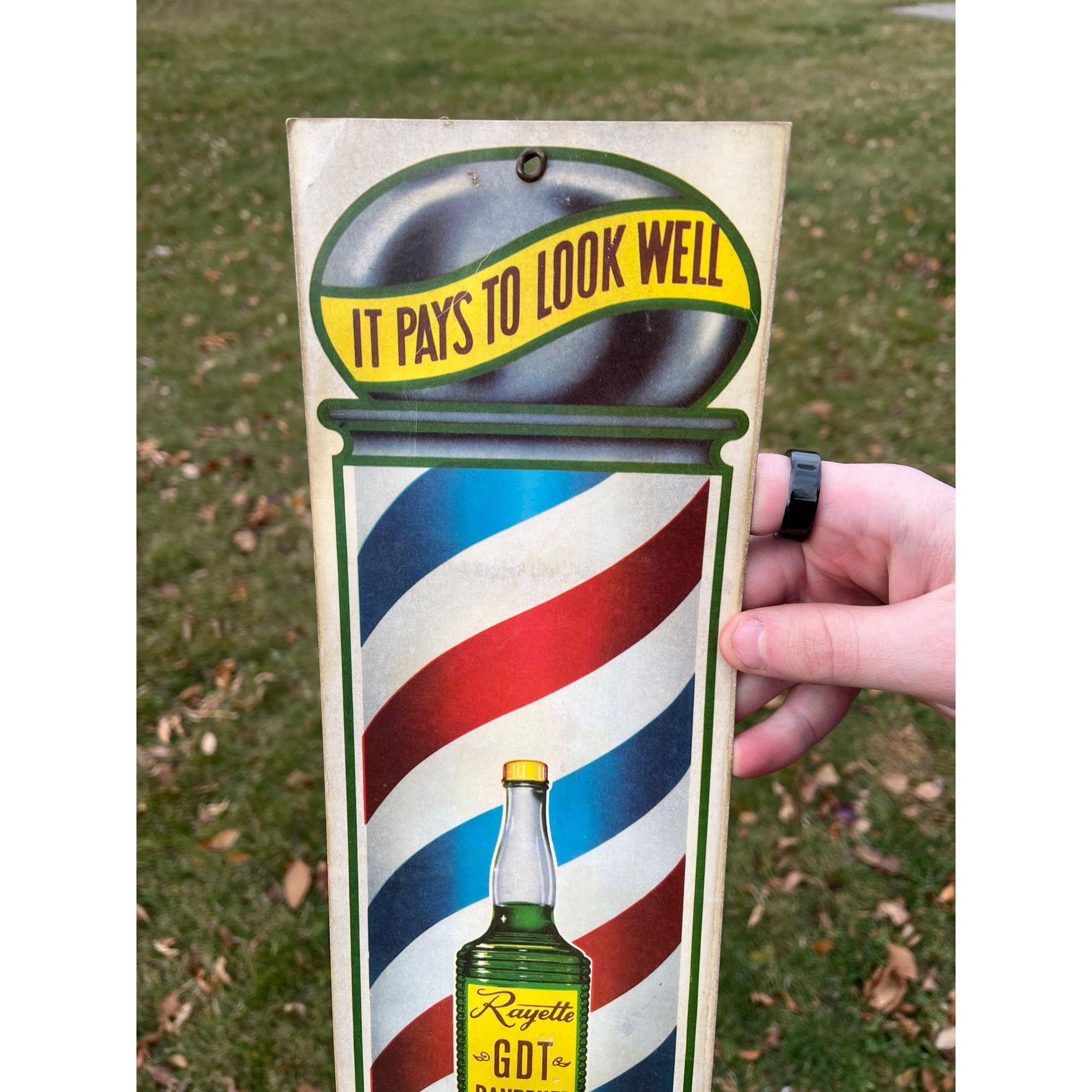 Vintage Rayette GDT Dandruff Lotion Advertising Barber Shop Cardstock