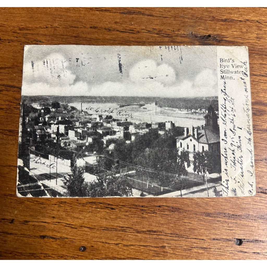Vintage Bird's Eye View of Stillwater Minnesota MN Minn. Postcard