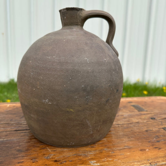 Unusual Earthen 19th Century Ovoid 2 Gallon Jug Stoneware Pottery Unmarked