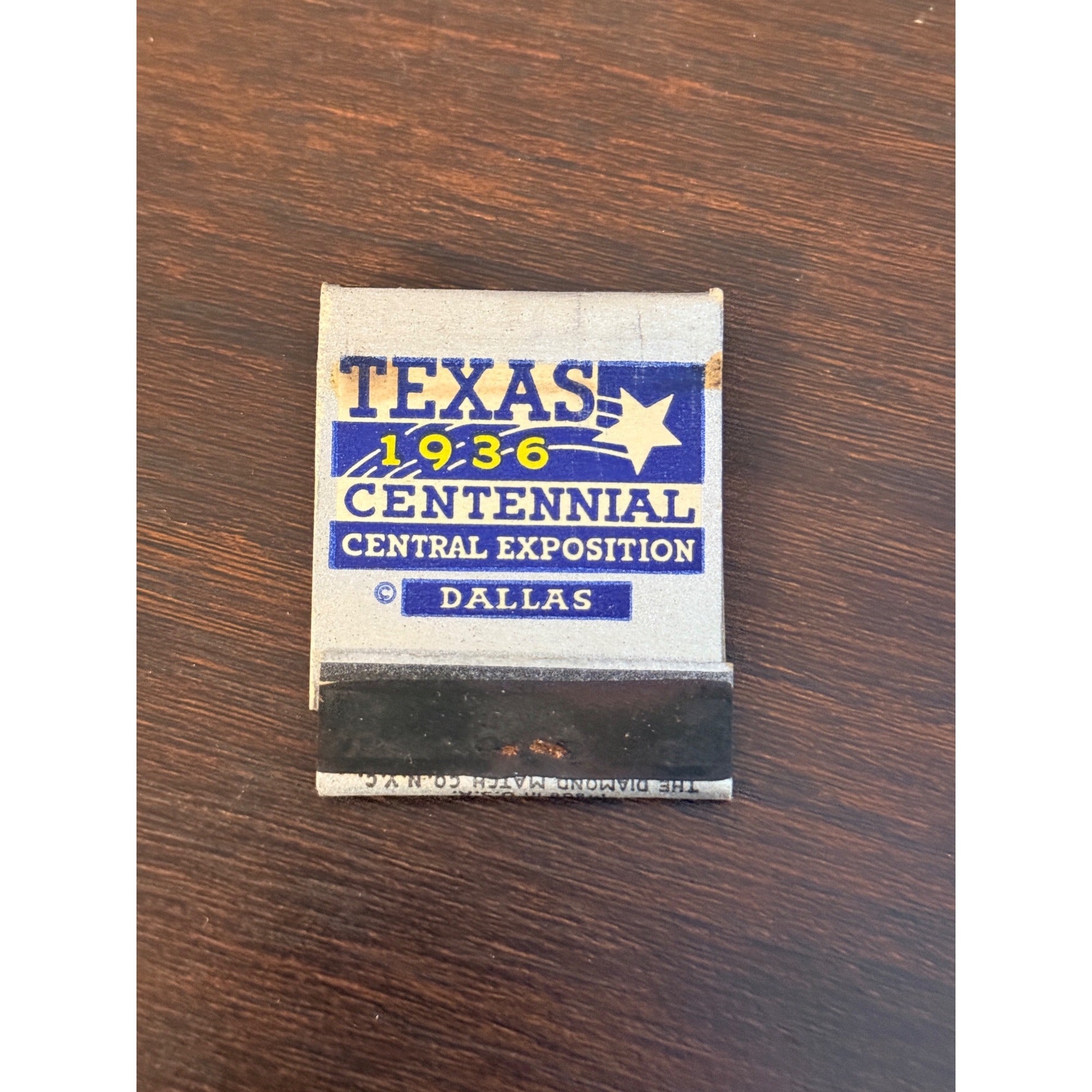 Vintage 1936 Texas Centennial Dallas Exposition UNSTRUCK Matchbook FULL