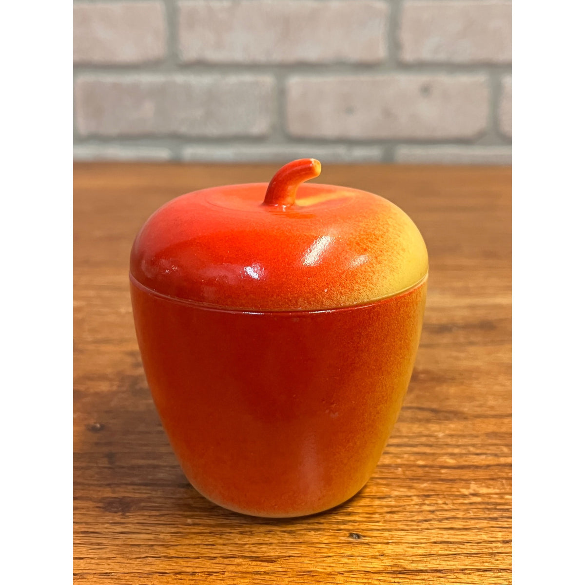 Vintage Hazel Atlas Painted Milk Glass Apple Jam Jar 1950's Kitchen Decor