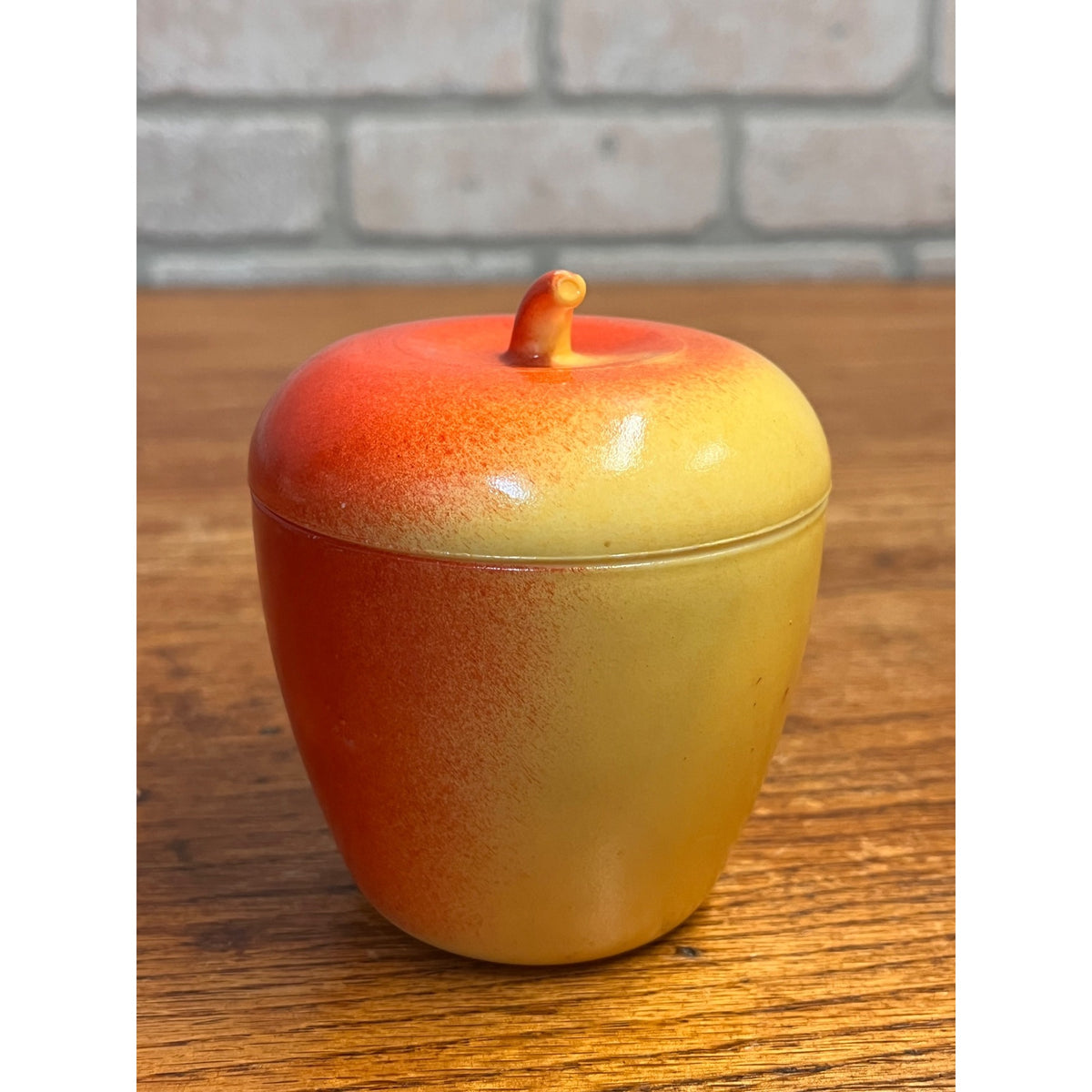 Vintage Hazel Atlas Painted Milk Glass Apple Jam Jar 1950's Kitchen Decor