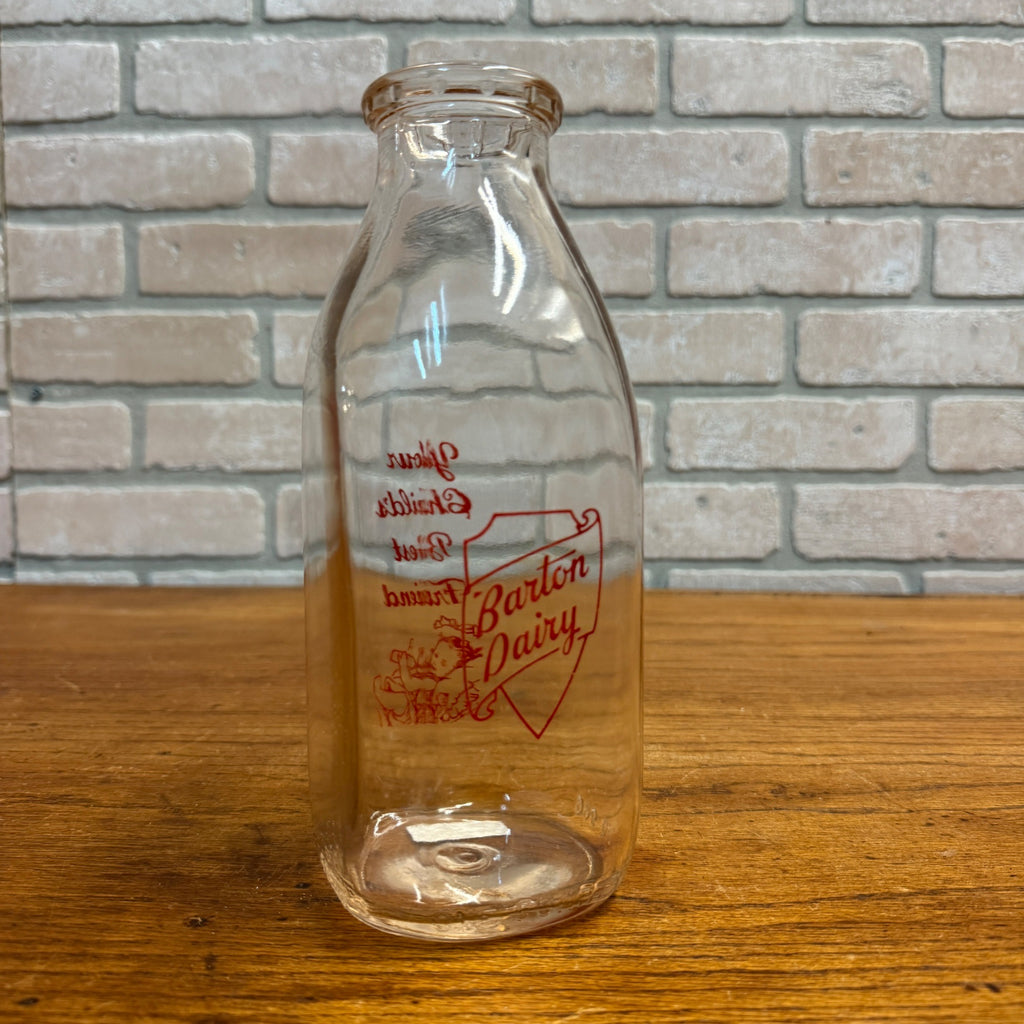 Vintage Barton Dairy Wisconsin WI Wis ACl Quart Milk Bottle RARE