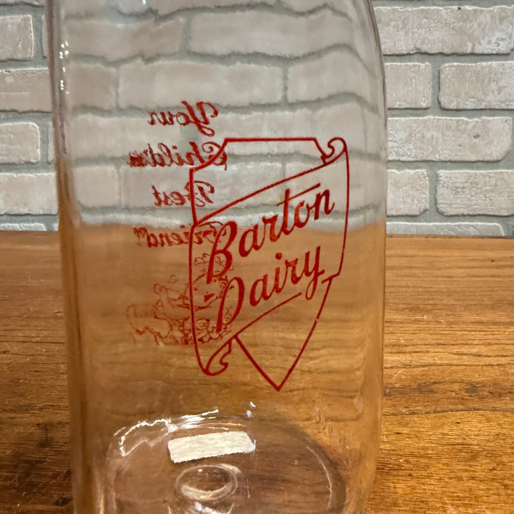 Vintage Barton Dairy Wisconsin WI Wis ACl Quart Milk Bottle RARE