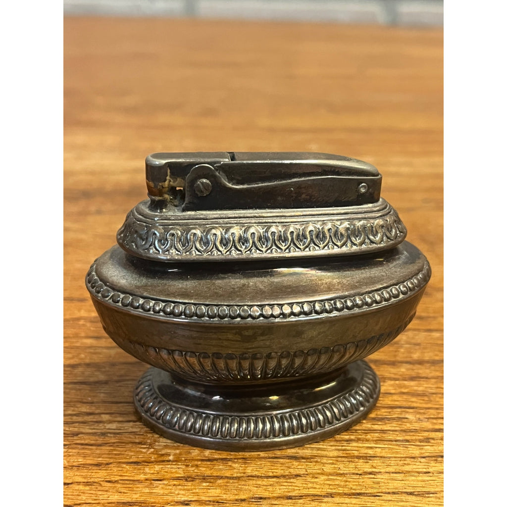 Vintage Silverplate "Queen Anne" Refillable Tabletop Lighter By Ronson MCM Smoking Accessory