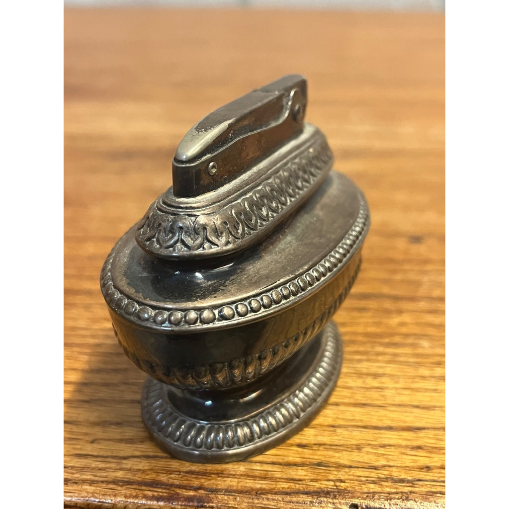 Vintage Silverplate "Queen Anne" Refillable Tabletop Lighter By Ronson MCM Smoking Accessory