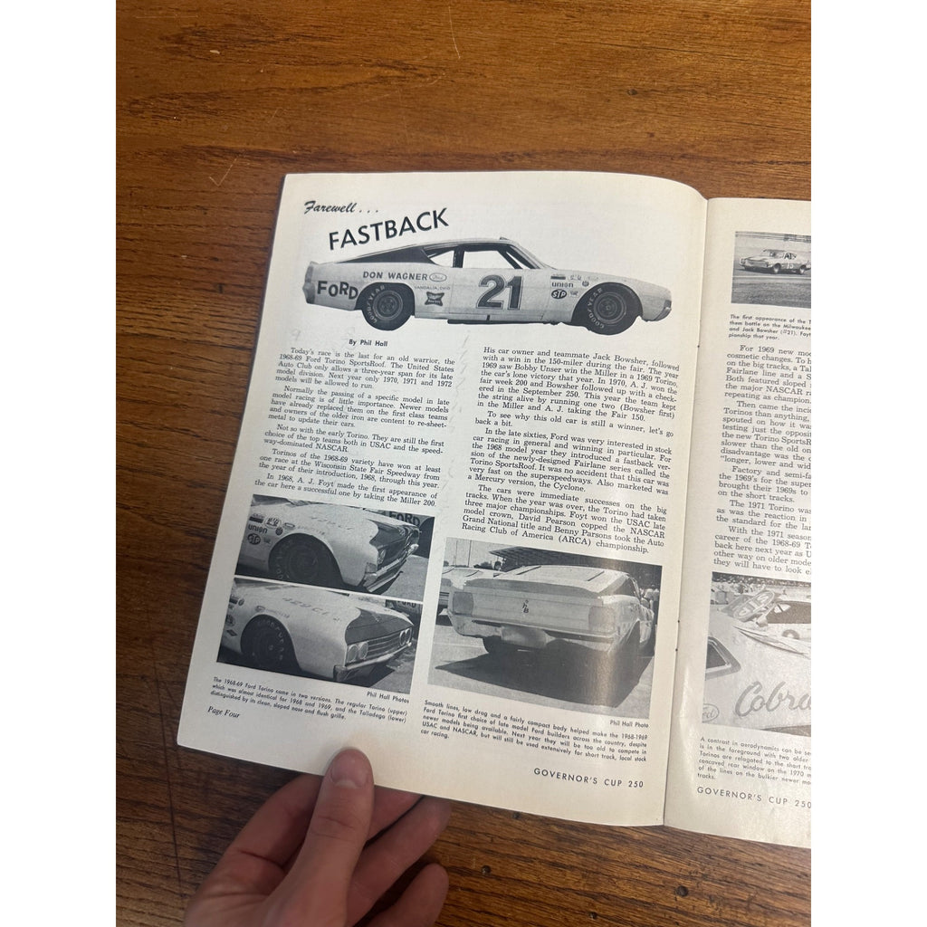 1971 Governor's Cup 250 Mile Race National Championship Souvenir Program Wisconsin