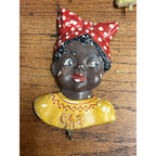 Vintage Black Americana Lot (3) Chalkware Wall Hanging Key Hooks Chef Mammy