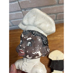 Vintage Black Americana Lot (3) Chalkware Wall Hanging Key Hooks Chef Mammy