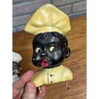 Vintage Black Americana Lot (3) Chalkware Wall Hanging Key Hooks Chef Mammy