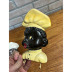 Vintage Black Americana Lot (3) Chalkware Wall Hanging Key Hooks Chef Mammy