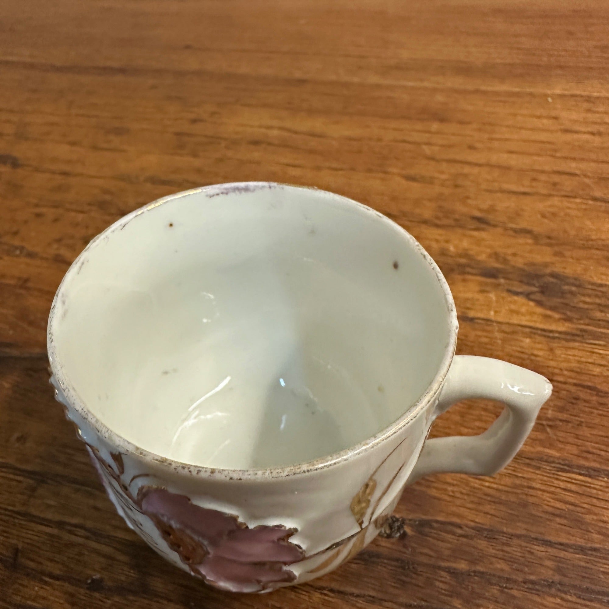 Antique Pink Floral Gold Gilt Childs Cup Think Of Me Floral Cup Tea