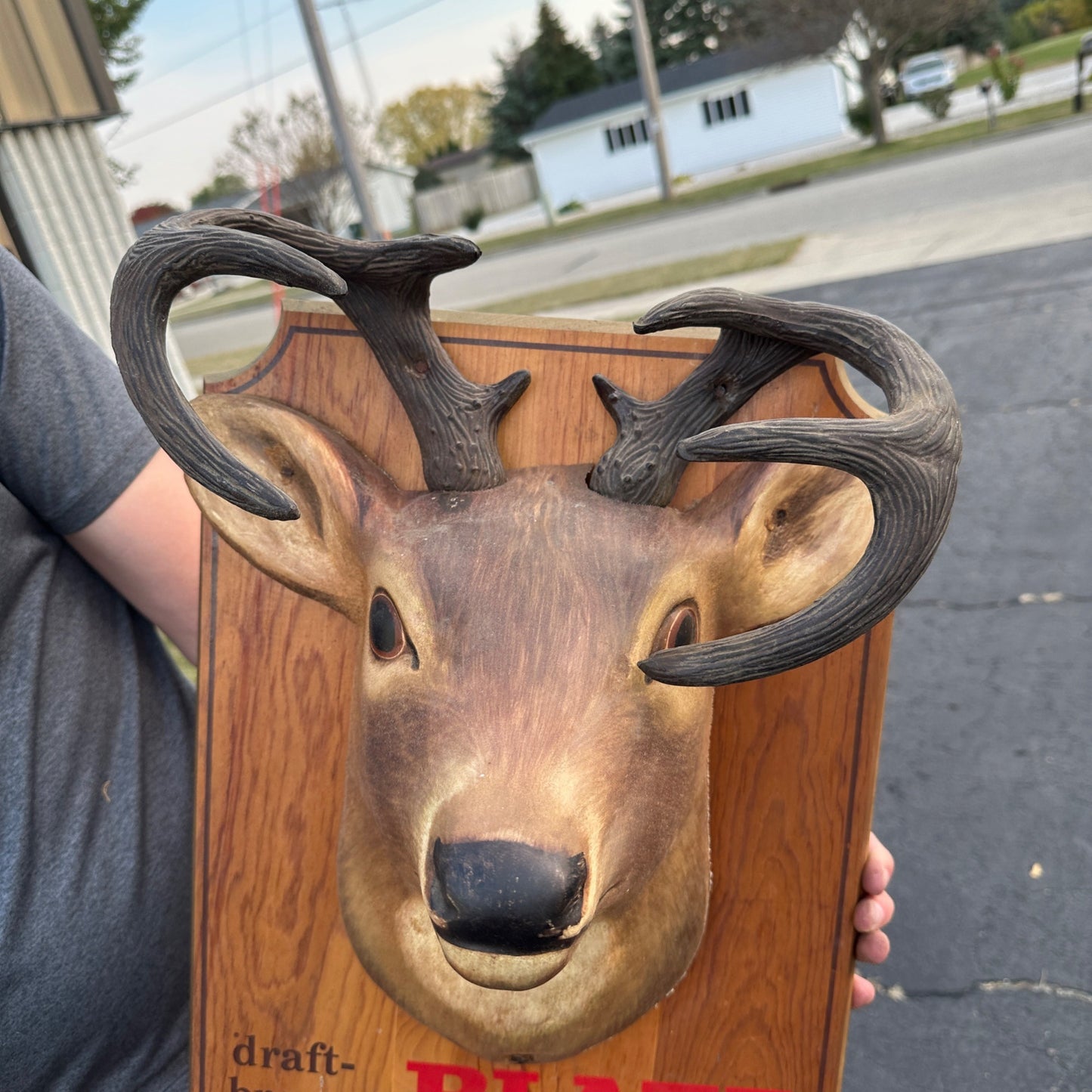 Vintage Blatz Beer Sign Whitetail Deer Buck Head