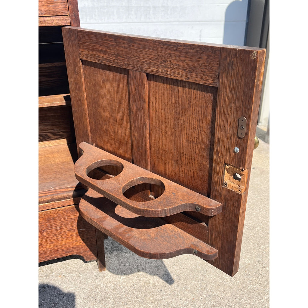 Original Antique Arts & Crafts Mission Quartersawn Oak Gentlemen's Bar Cabinet
