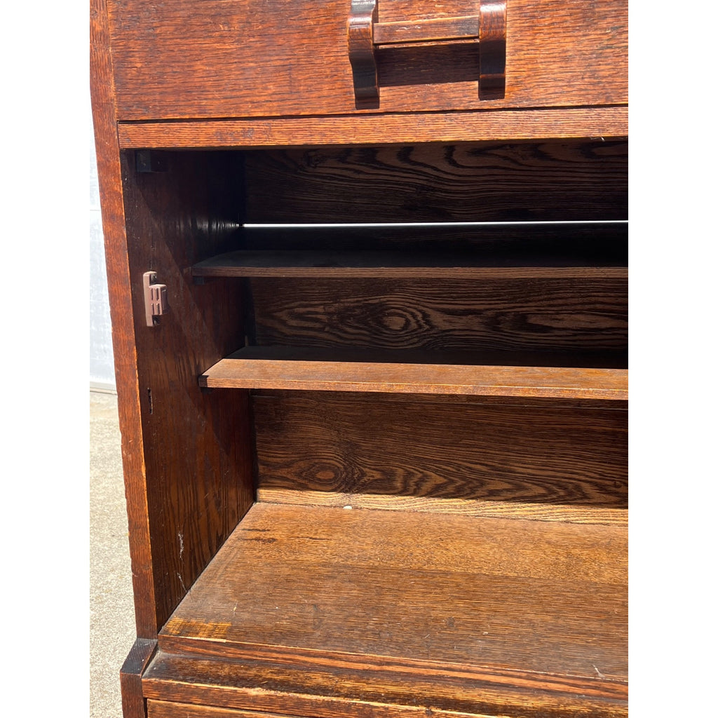 Original Antique Arts & Crafts Mission Quartersawn Oak Gentlemen's Bar Cabinet