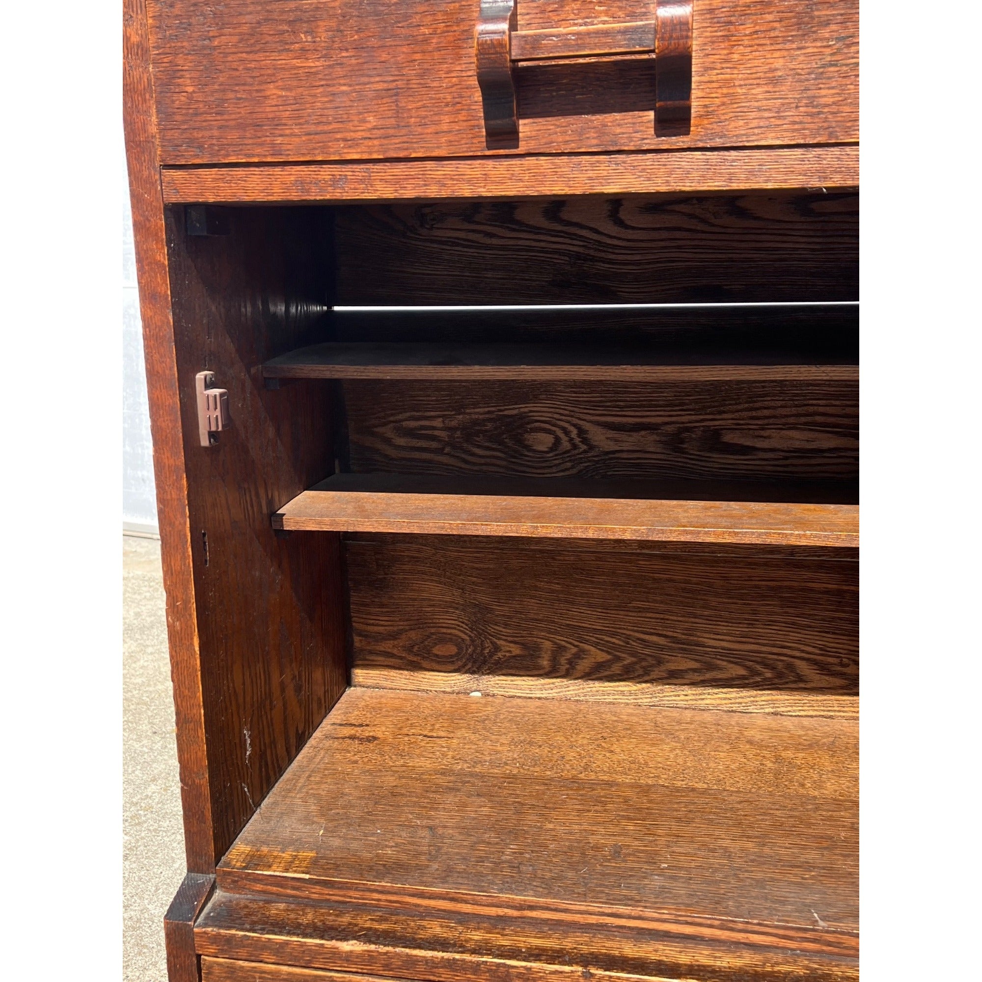 Original Antique Arts & Crafts Mission Quartersawn Oak Gentlemen's Bar Cabinet
