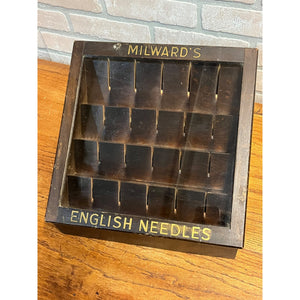 Vintage 1920s Milward's English Needles Countertop Store Display Case Advertising