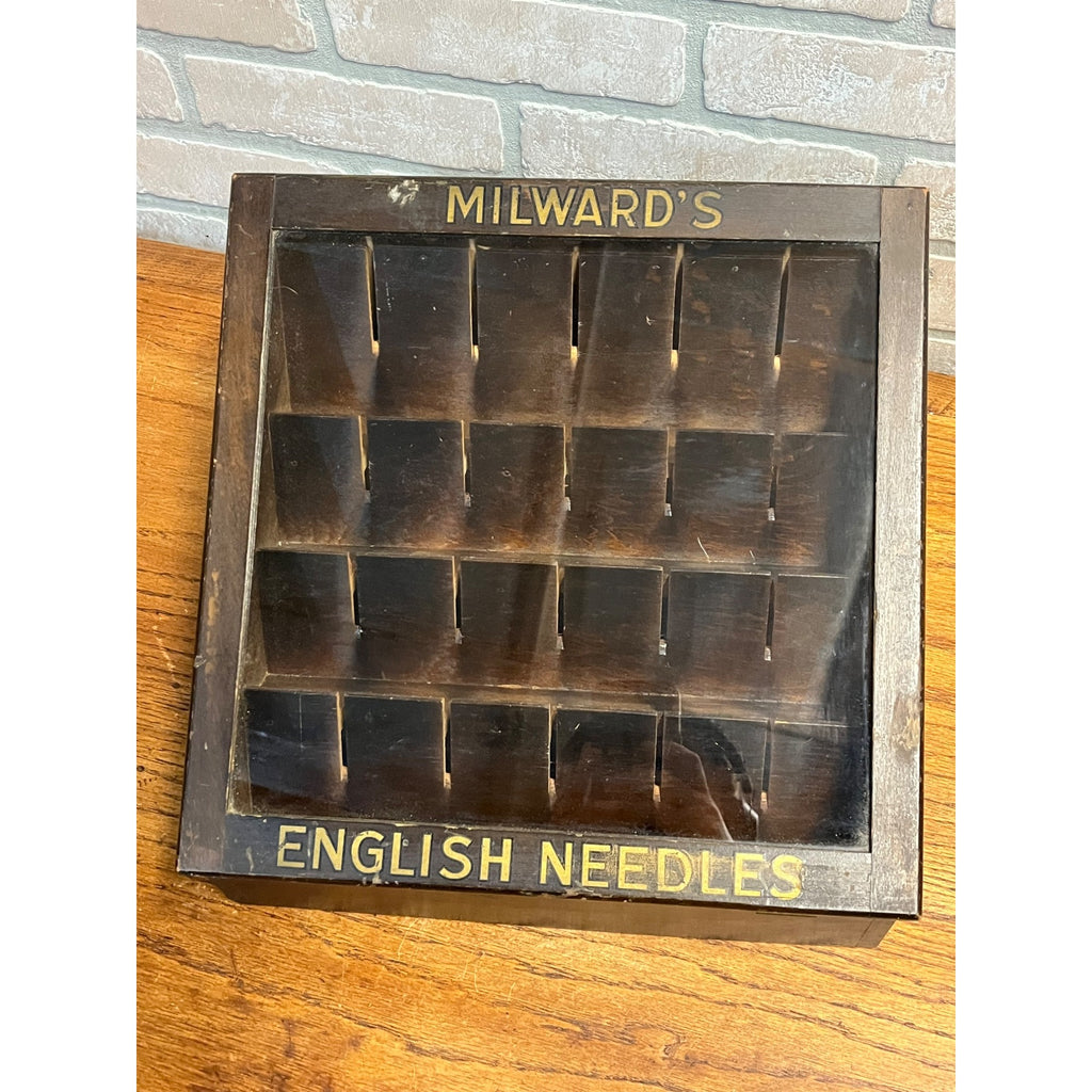 Vintage 1920s Milward's English Needles Countertop Store Display Case Advertising