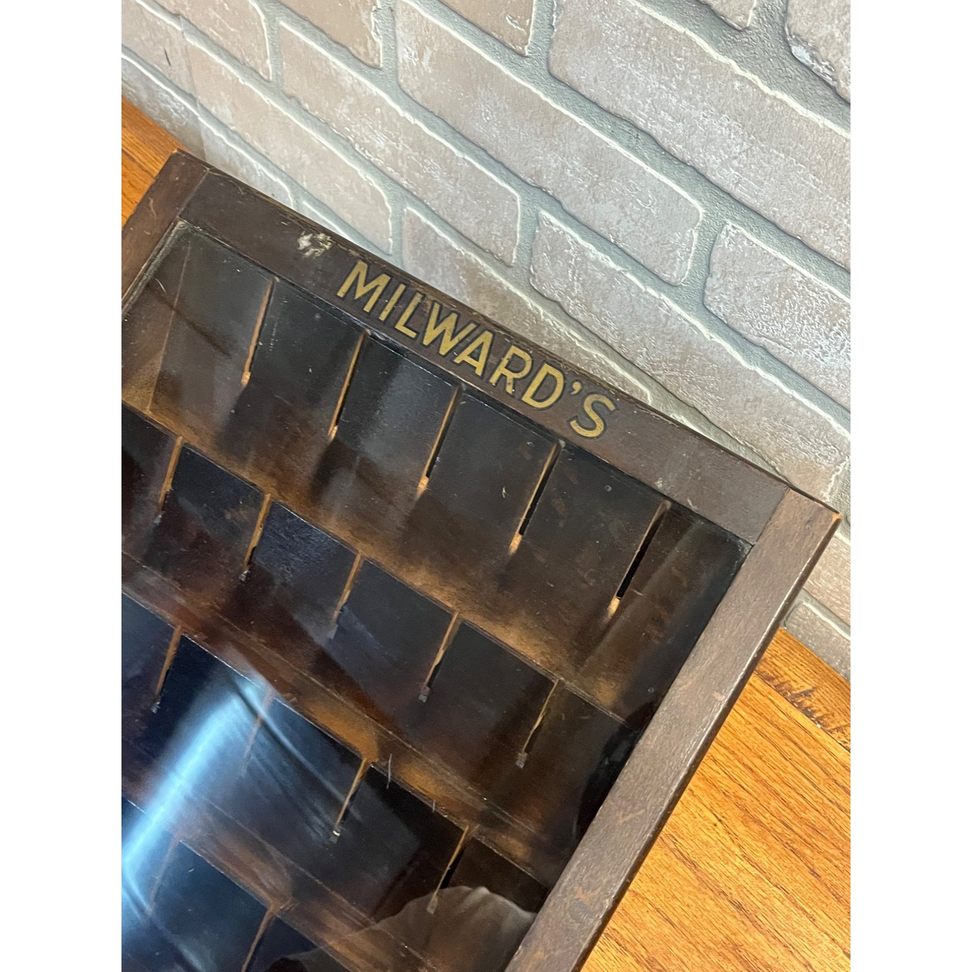 Vintage 1920s Milward's English Needles Countertop Store Display Case Advertising
