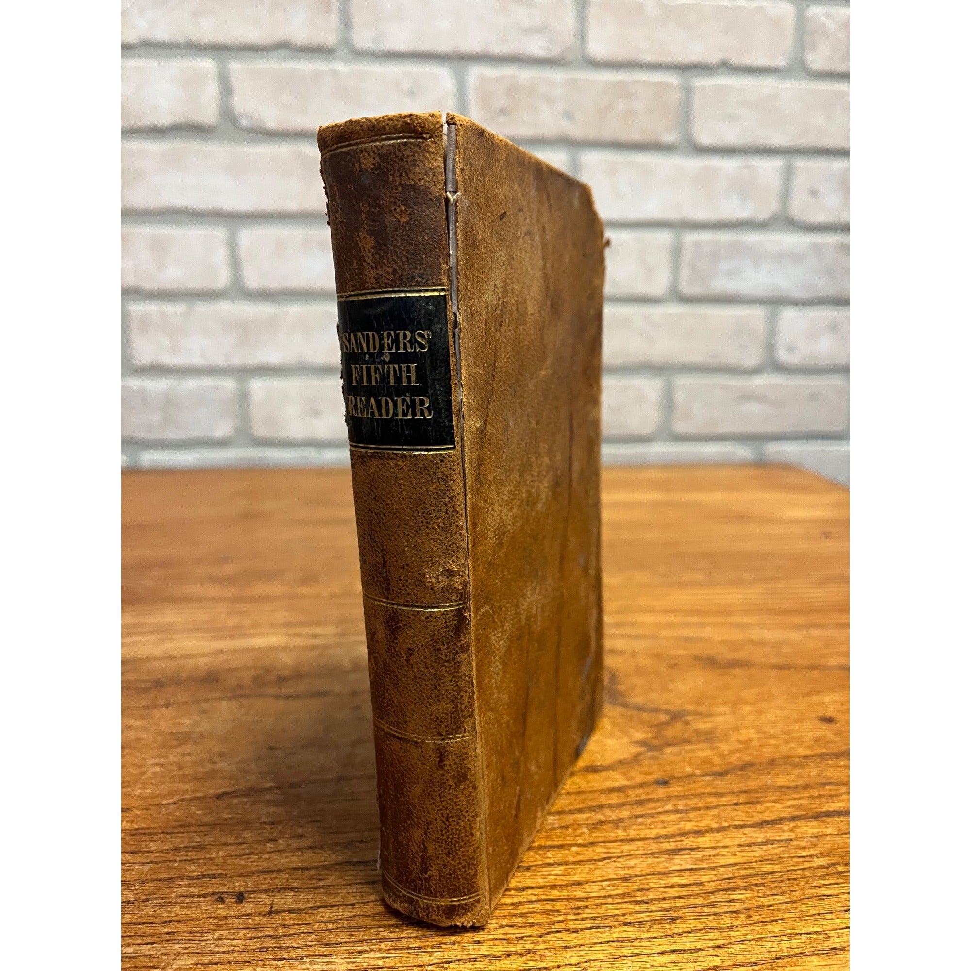 1848 Sanders The School Reader Fifth Volume Hardcover Book Revised Edition Antique