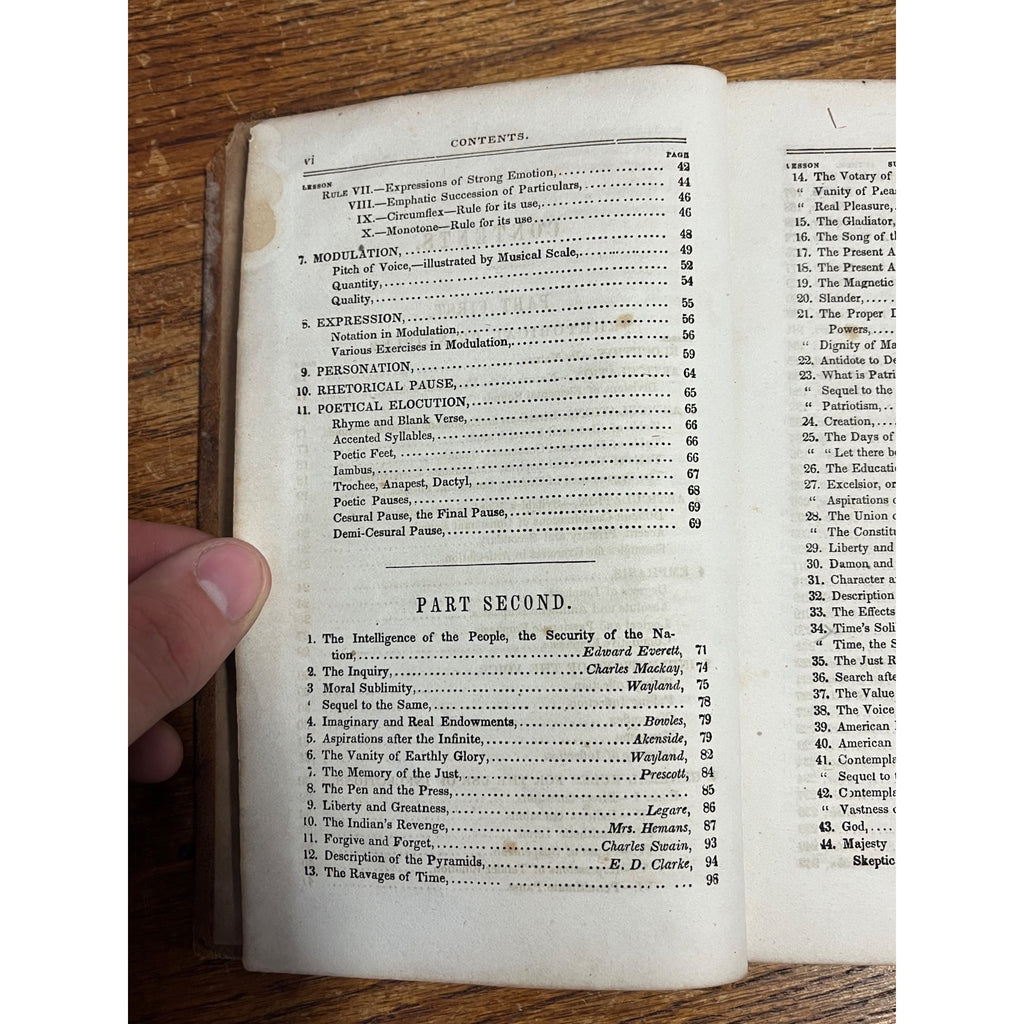 1848 Sanders The School Reader Fifth Volume Hardcover Book Revised Edition Antique