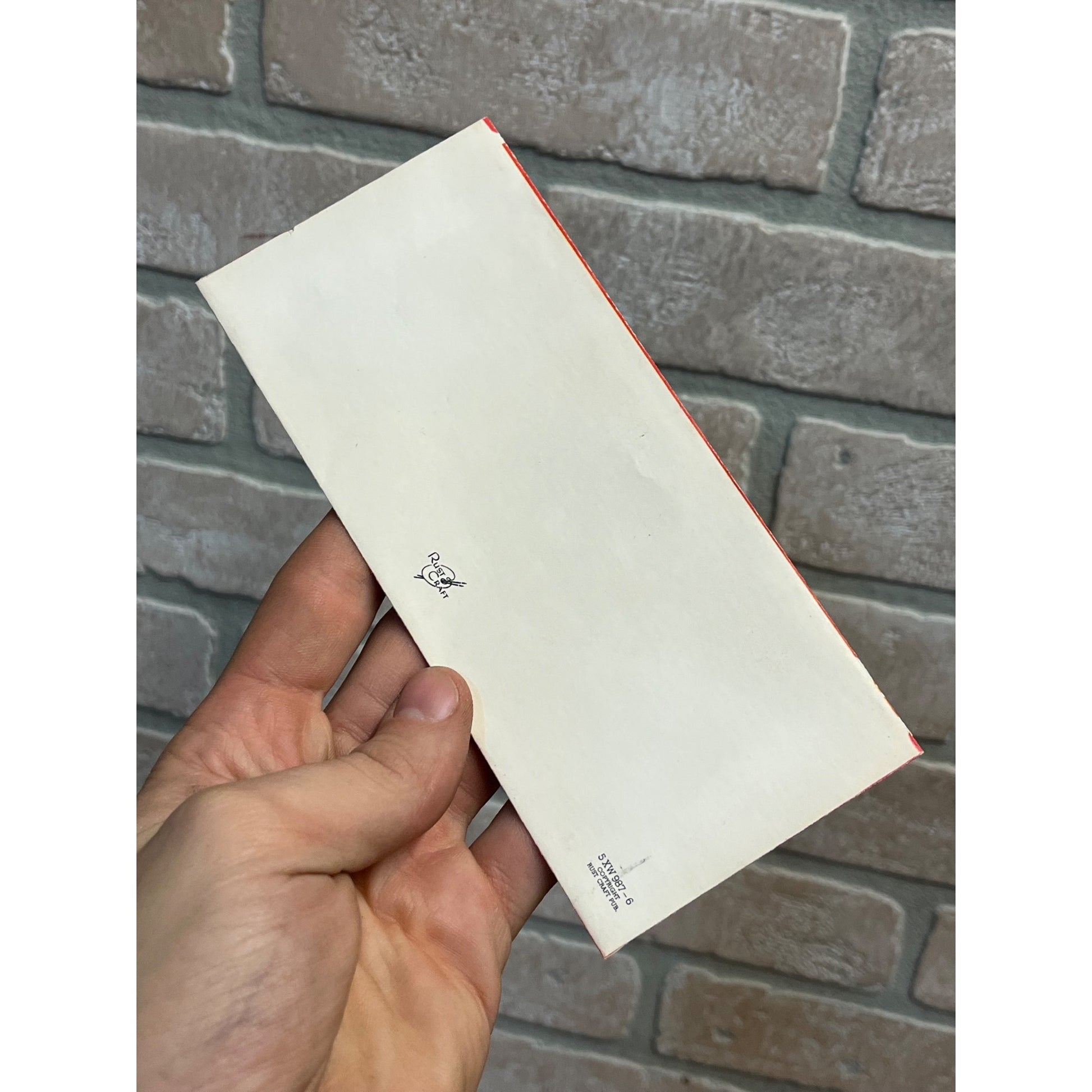 Vintage 1950s Christmas Greetings Gift Envelope Card Mid-Century Rust Craft