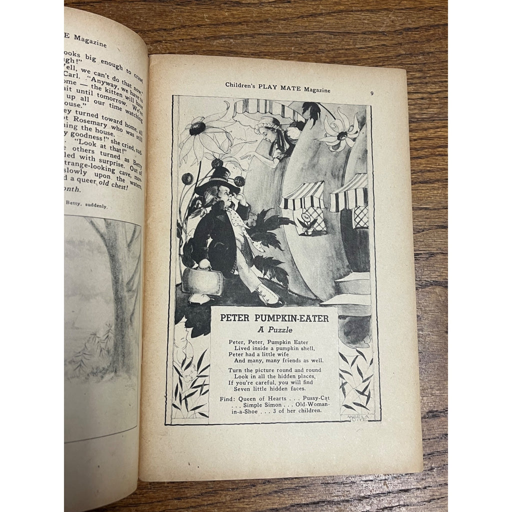 1946 October Halloween Cover Children's Play Mate Magazine 2 Witches on Broom