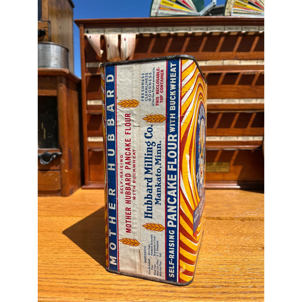Vintage Mother Hubbard Pancake Flour Tin Paper Label Advertising Primitive Kitchen