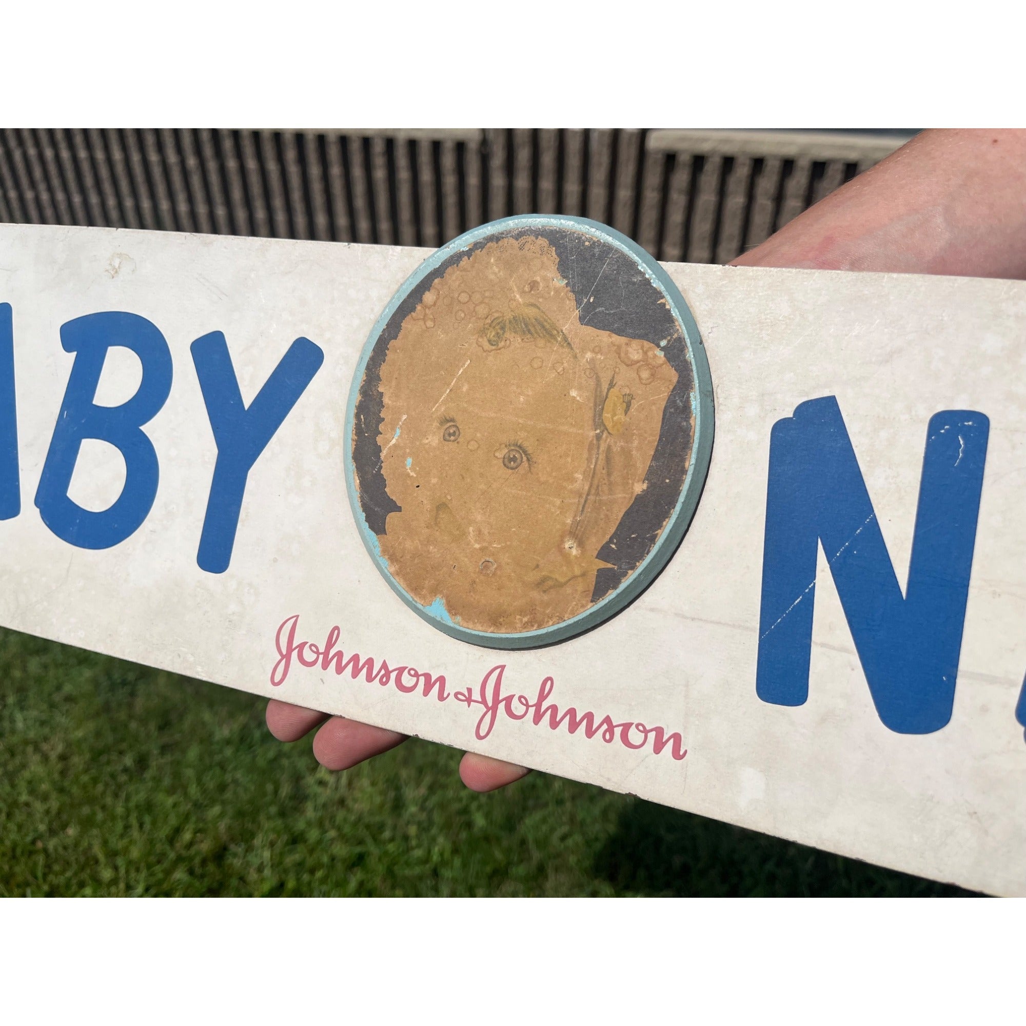 Vintage Johnson & Johnson Baby Needs Drug General Store Sign Advertising 1940s