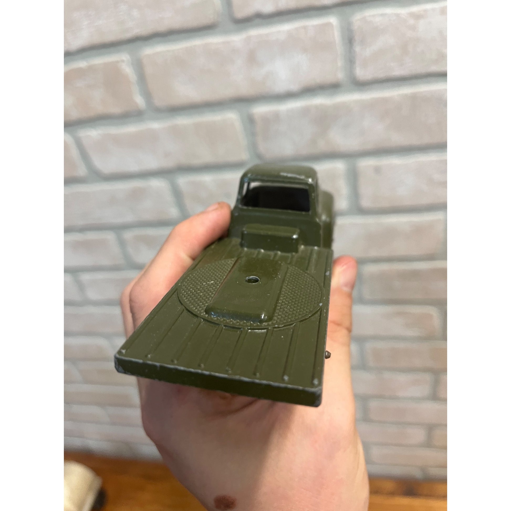 Vintage Tootsie Toy Diecast Metal Army Green Truck 6" Toy