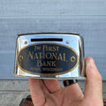 Vintage 1920s First National Bank Ripon Wisconsin Banthrico Coin Bank - NO KEY