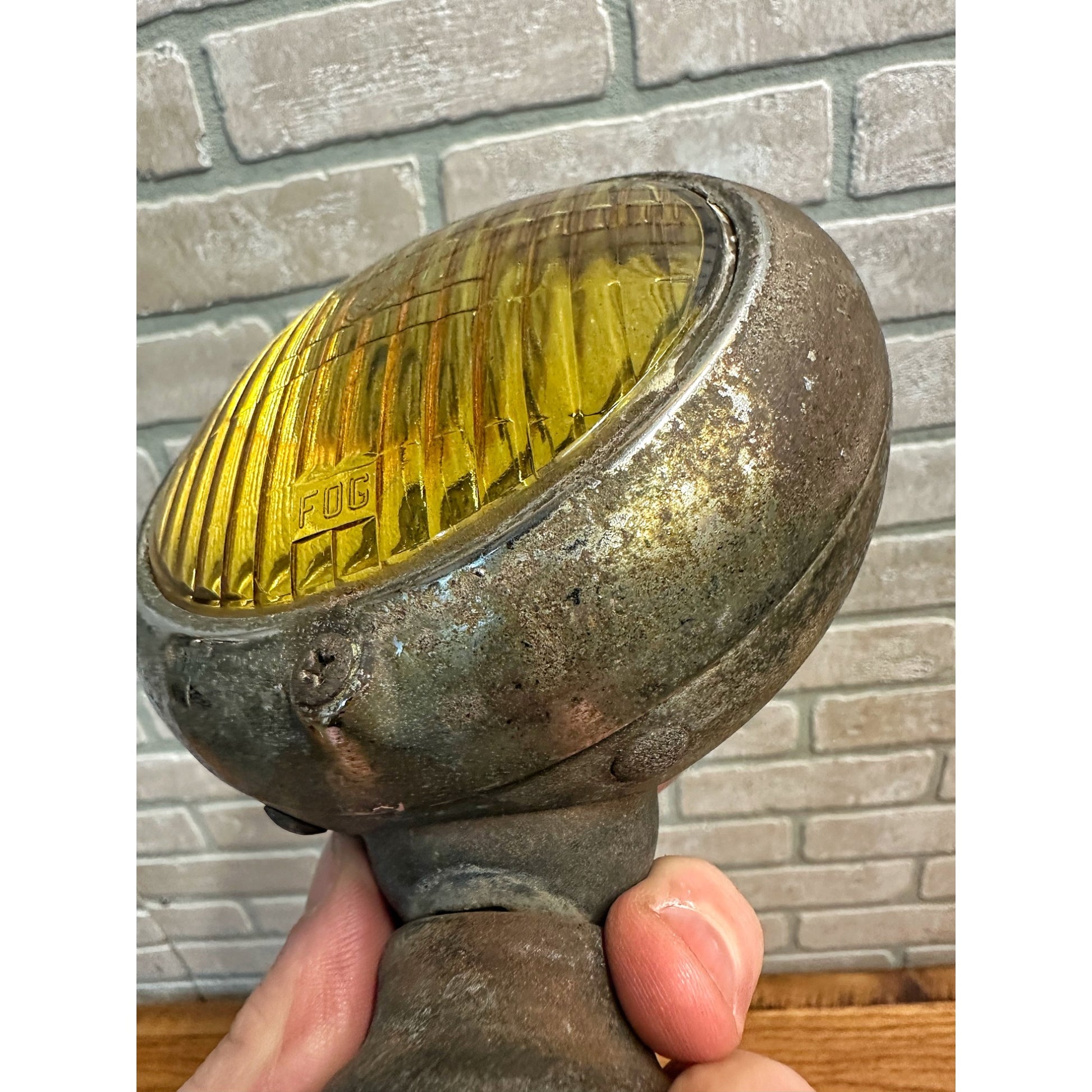 Vintage GE Amber Yellow Glass Lens Fog Driving Lamp Light for Automobile Tractor