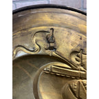 Vintage Embossed Brass Sailing Ship Boat Charger Tray Nautical Wall Hanging 17"