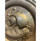 Vintage Embossed Brass Sailing Ship Boat Charger Tray Nautical Wall Hanging 17"