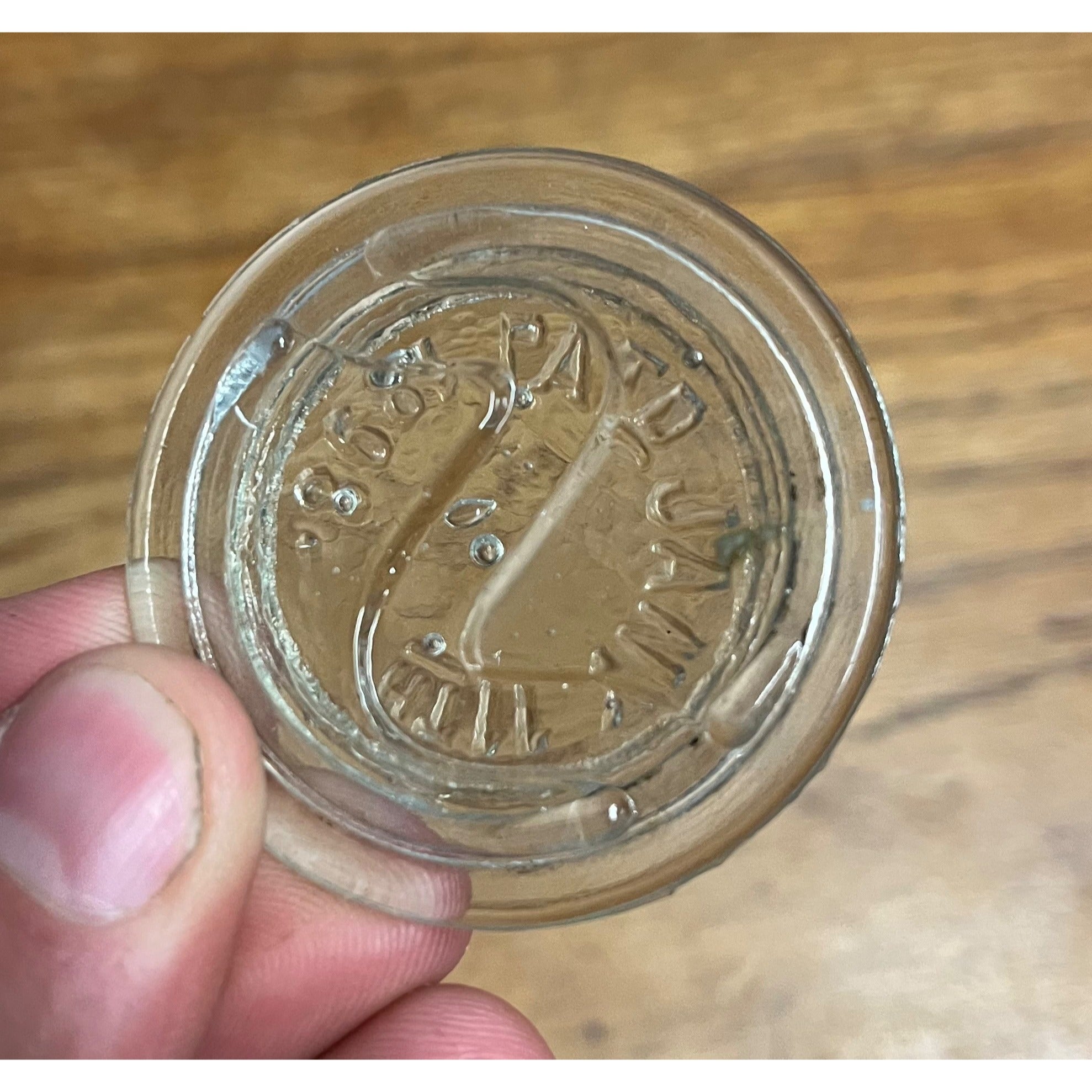 Antique S Clamp Shies Fruit Canning Jar 2" Lid "S" Embossed Patent 1898 Jan. 11