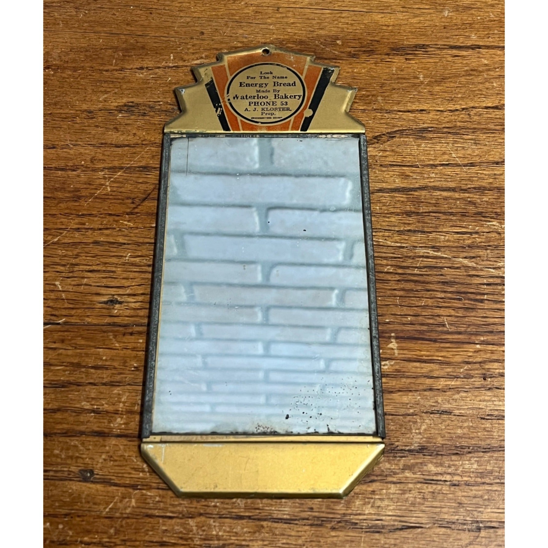 Vintage Energy Bread Advertising Sign Mirror General Store Waterloo Bakery Wis