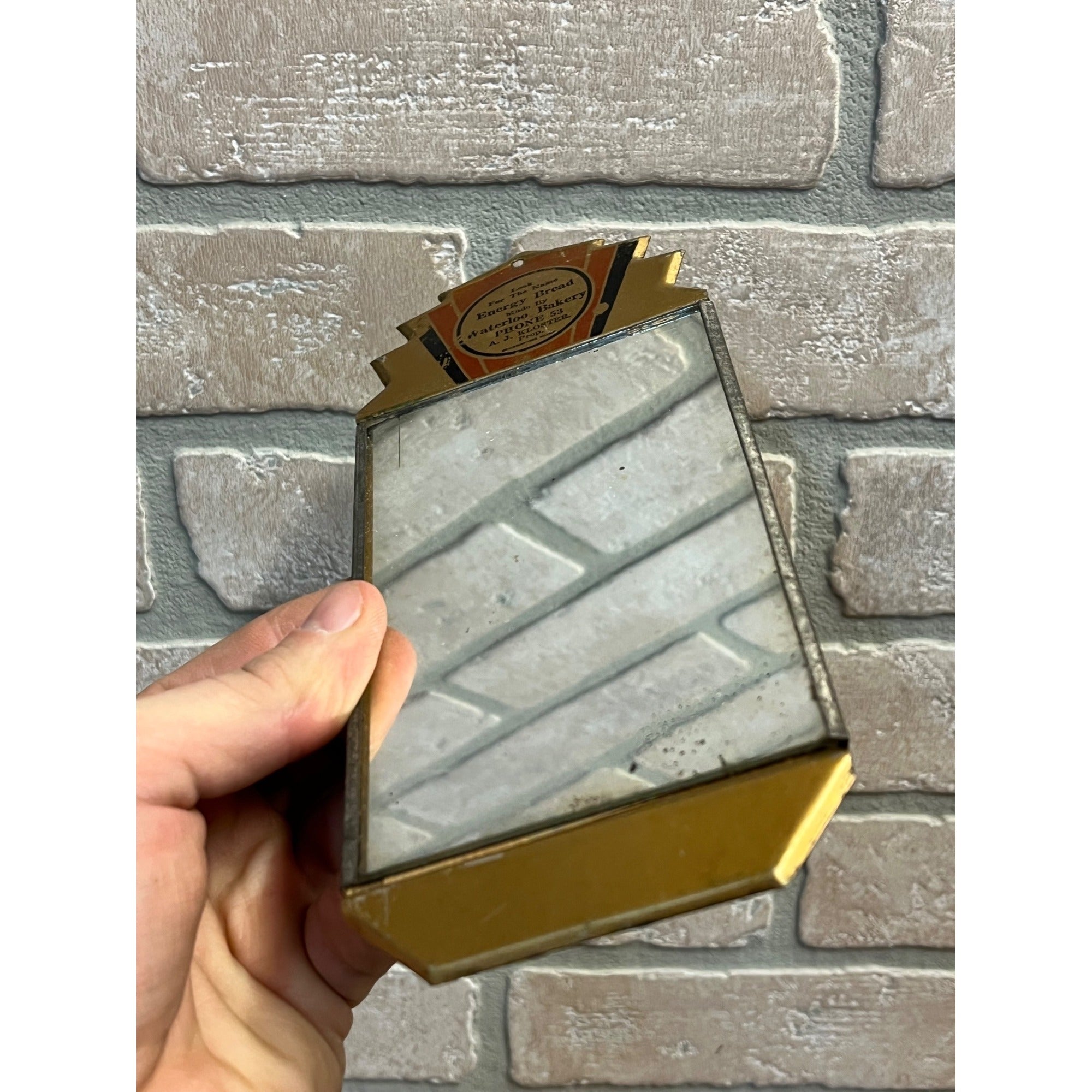 Vintage Energy Bread Advertising Sign Mirror General Store Waterloo Bakery Wis