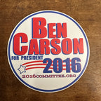 Ben Carson For President 2016 Magnet 5-3/8” Diameter Official Campaign