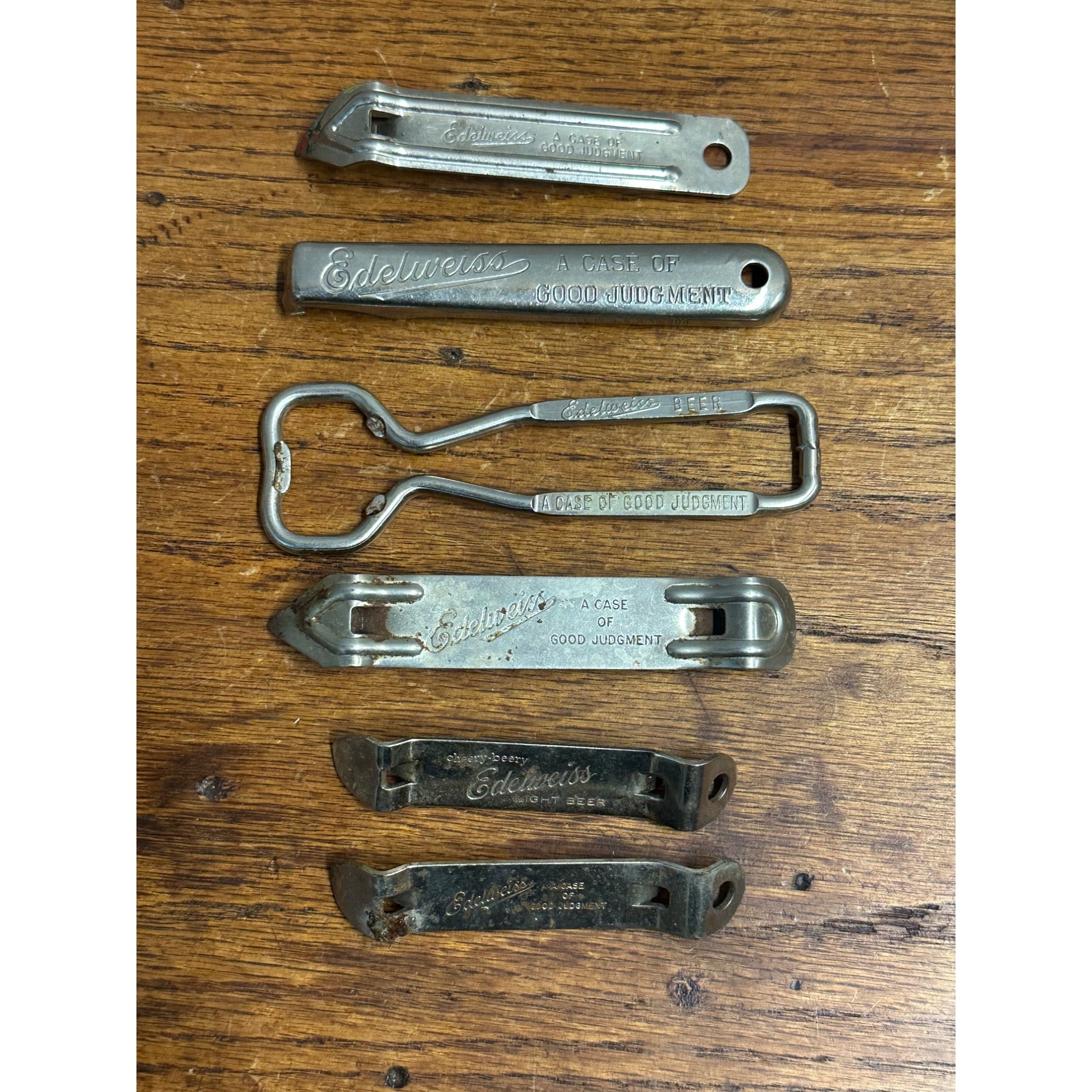 Vintage Schoenhofen Edelweiss Beer Bottle Openers Lot (6) Different
